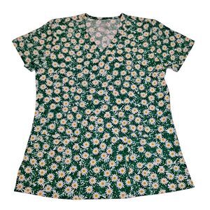 Divine Stretch by JDM Scrub Top Womens Spring Flowers Size Small
